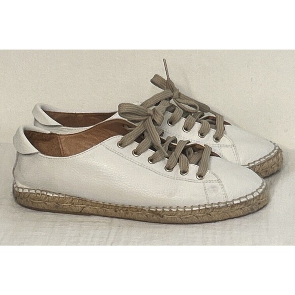 Anthropologie Shoes - Maypol Anthropologie White Leather Espadrille Sneakers Size 41
